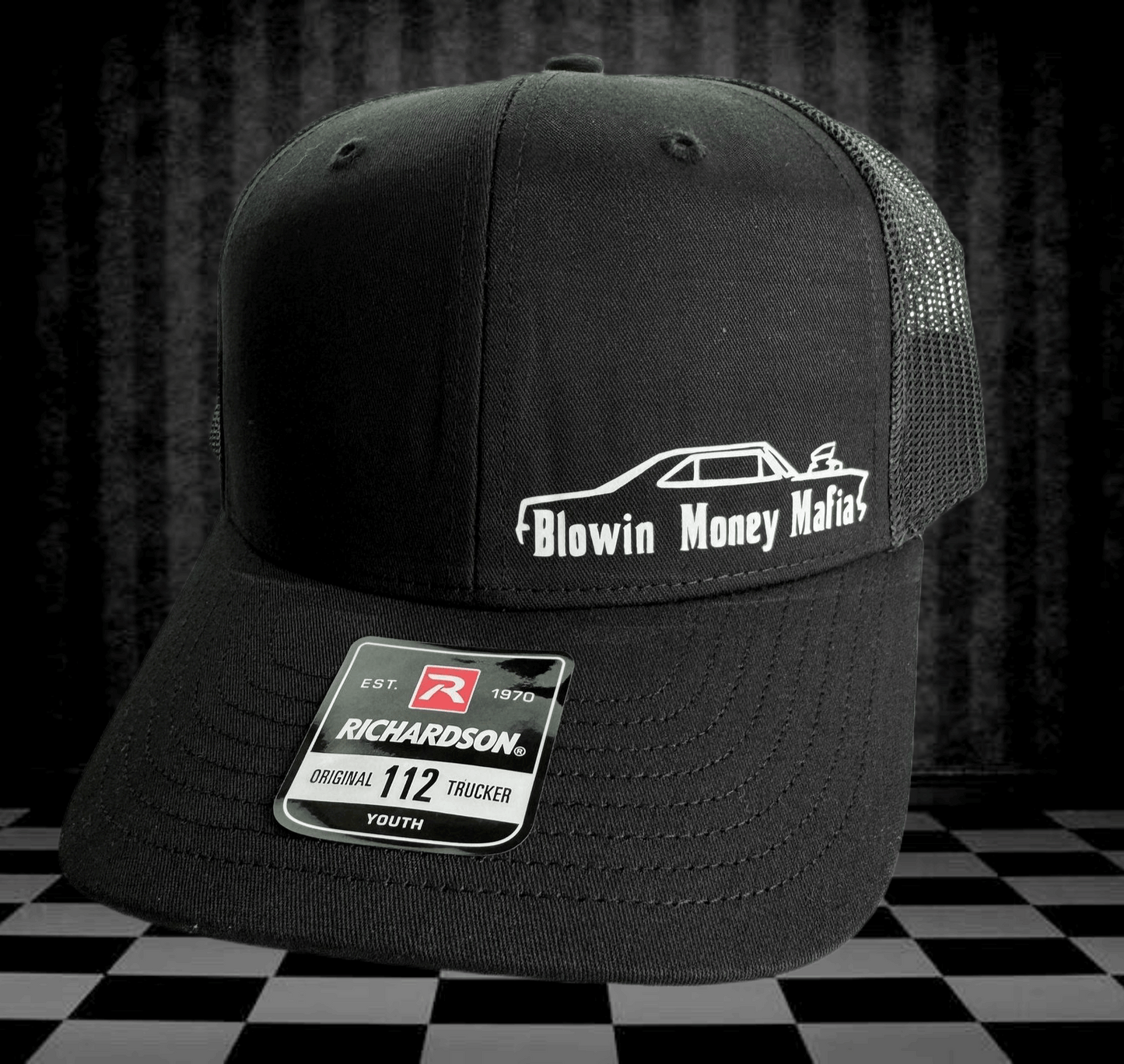 YOUTH - Richardson 112 Black Trucker Snapback