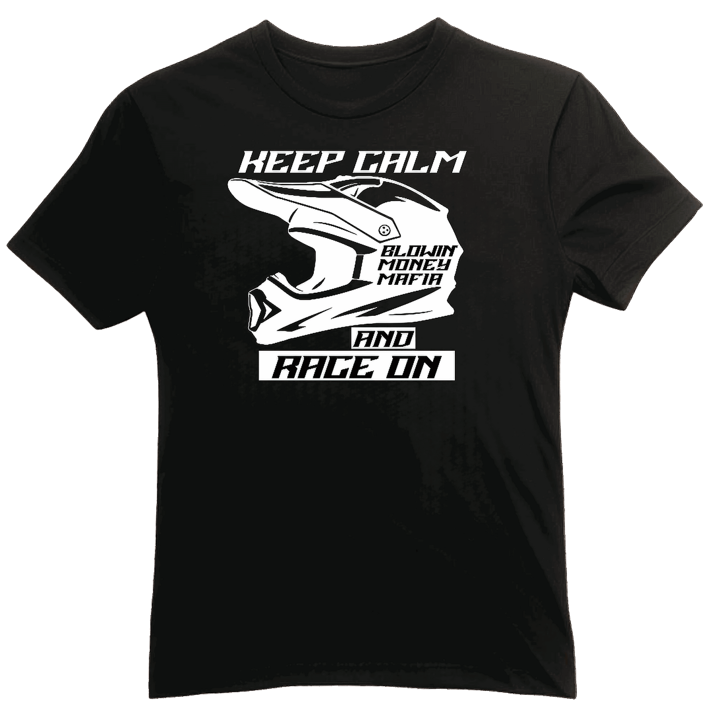 Keep Calm Race On Black Tee
