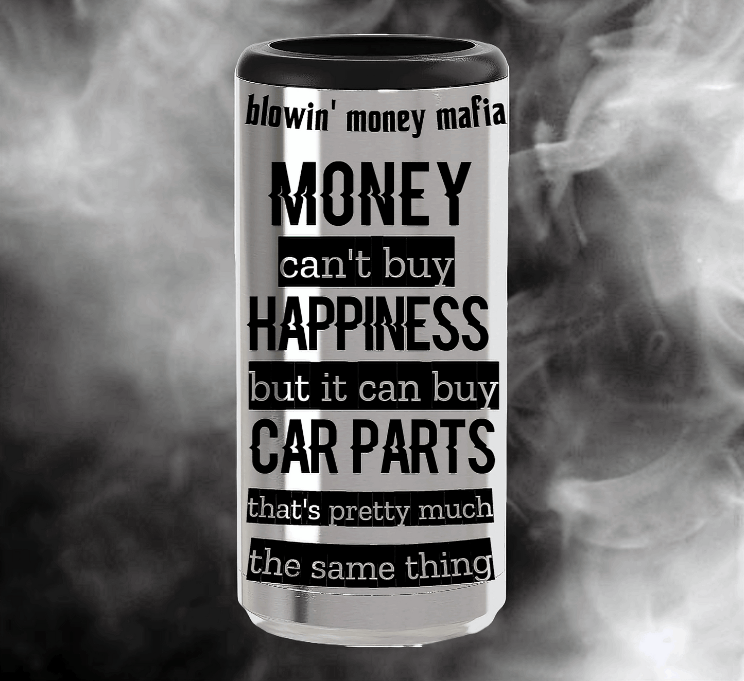 Car Parts = Happiness SLIM Can Cooler