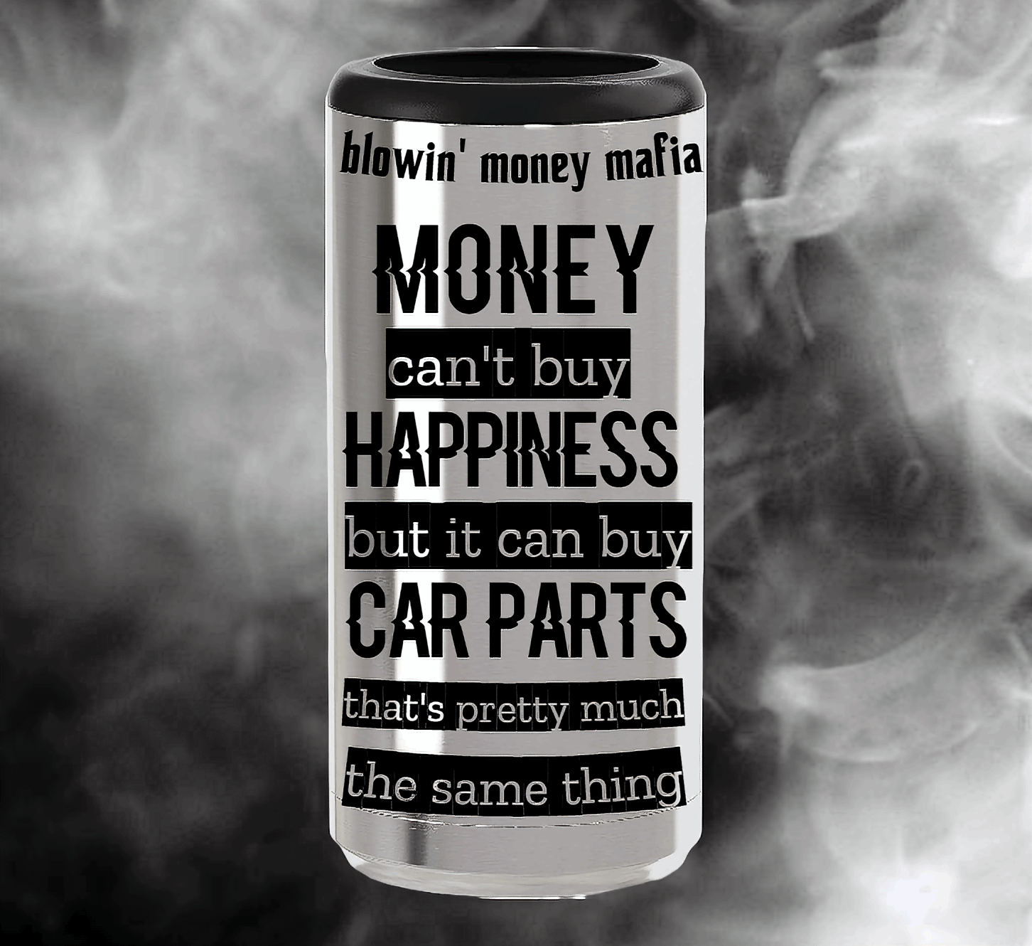 Car Parts = Happiness SLIM Can Cooler