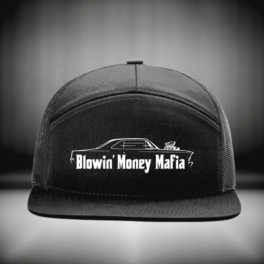 Car Logo- Middle- Black Richardson 168 7-Panel Trucker