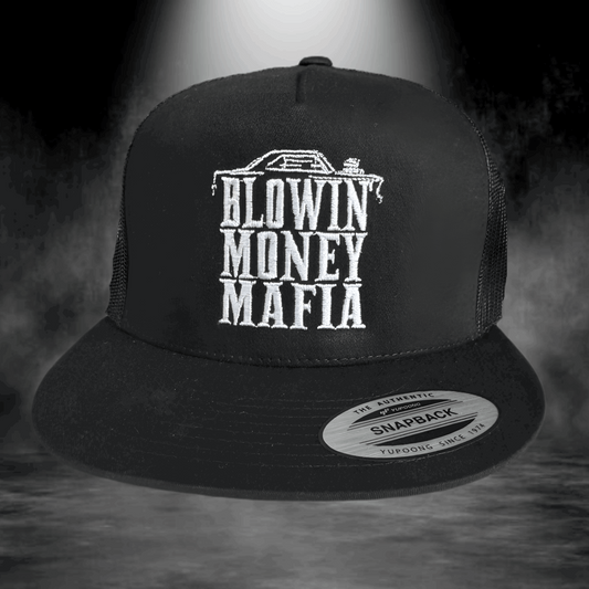 Embroidered Black Large Logo Hat - Yupoong 6006 Snapback