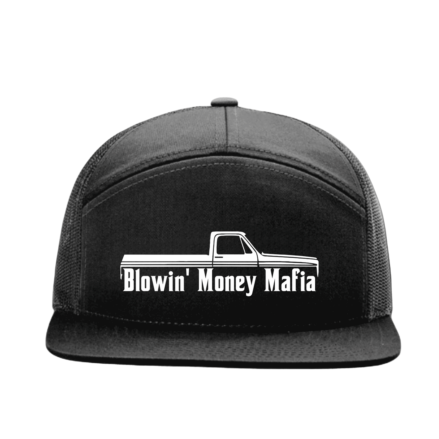 Truck Logo- Middle- Black Richardson 168 7-Panel Trucker
