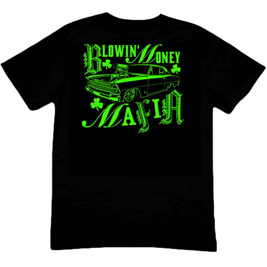 ST. PADDY'S DAY NEON BLOWIN' MONEY MAFIA BLACK TEE