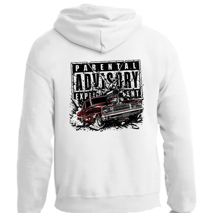 Parental Advisory (white)- Tee, Hoodie, Long Sleeve