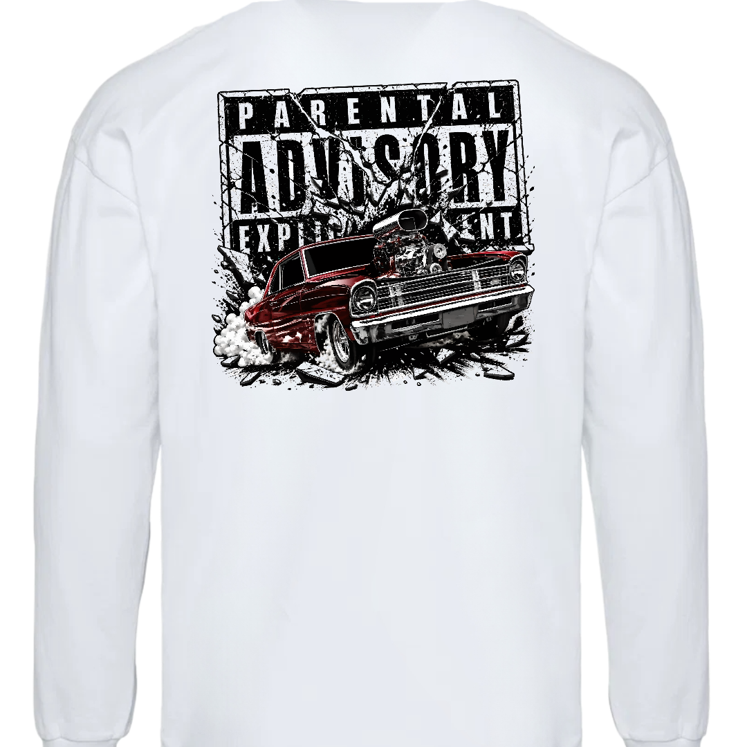 Parental Advisory (white)- Tee, Hoodie, Long Sleeve