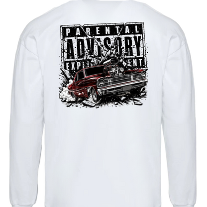 Parental Advisory (white)- Tee, Hoodie, Long Sleeve